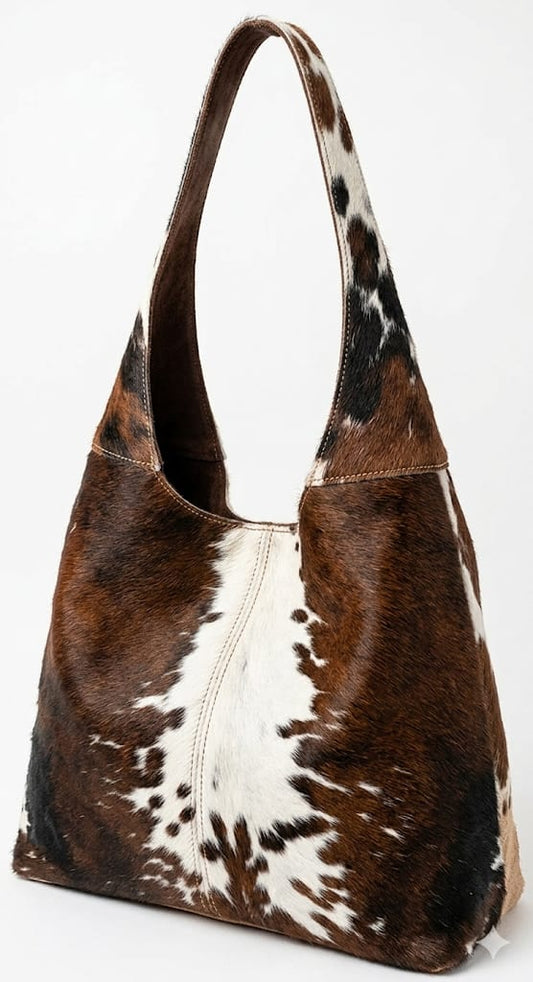 Cowhide Hair On Hide Hobo Bag | Calf Leather Shoulder Bag | Western Fashion Purse
