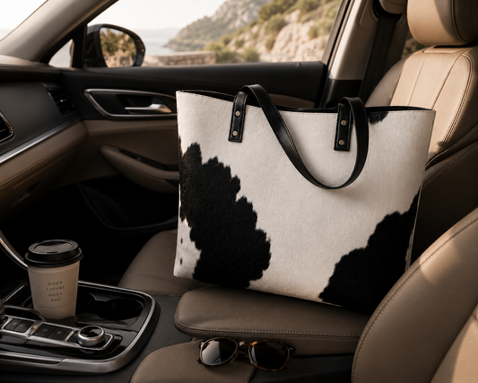 Tricolor Cowhide Tote Bag | Genuine Hair-On Leather Shoulder Bag